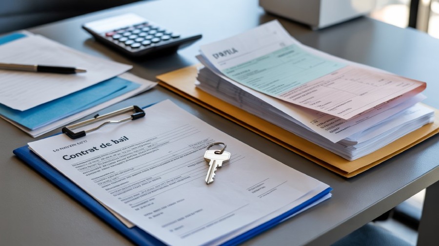 Contrat de bail et documents financiers pour vérification de solvabilité locataire